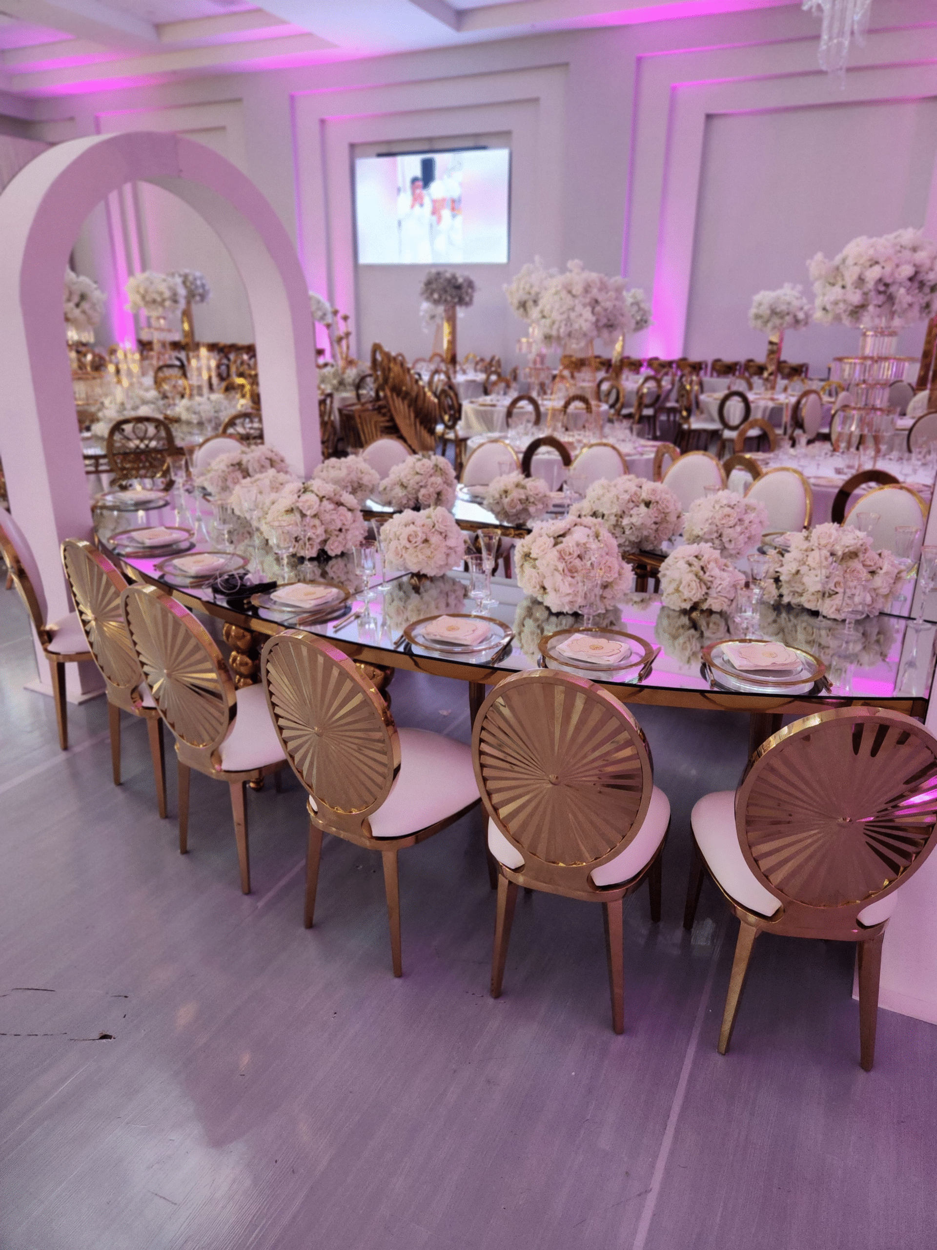 Sunburst Luxury Chair with White PU Cushion - Image 3