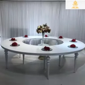 White Serpentine table with Bubble Legs framed with White Glossy top