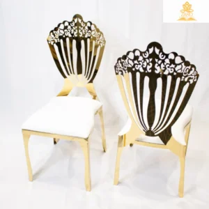 Luxury Crown Back Chair with White PU Cushion