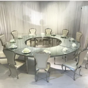 Gold Luxury round table with bubble legs and mirror top