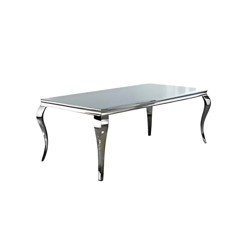 Silver Luxury Mirror Dining Rectangular Table