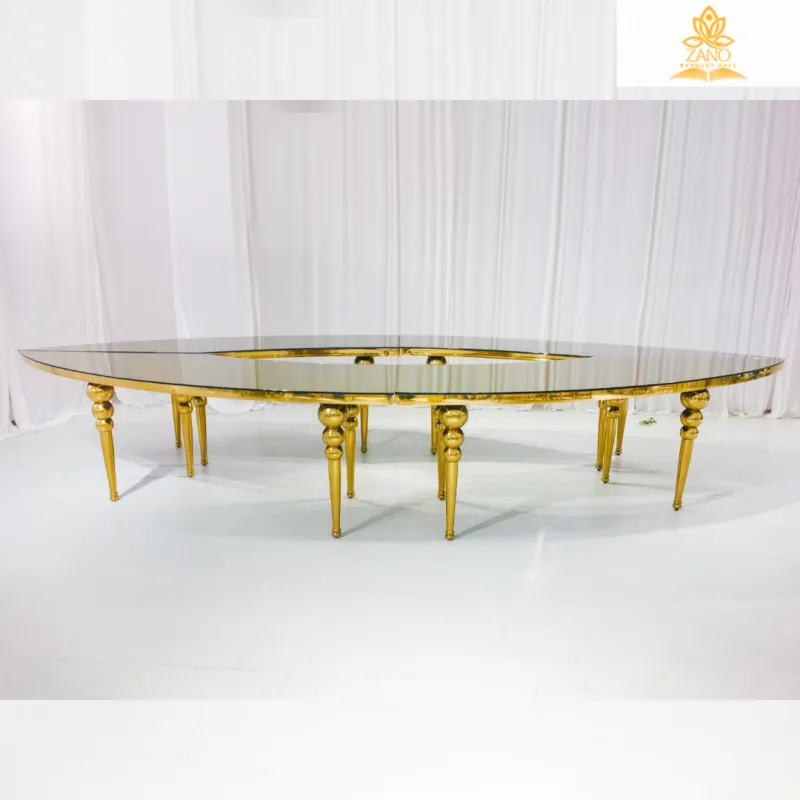 Teardrop Table With Gold Bubble Legs & Frame with mirror top - Image 3