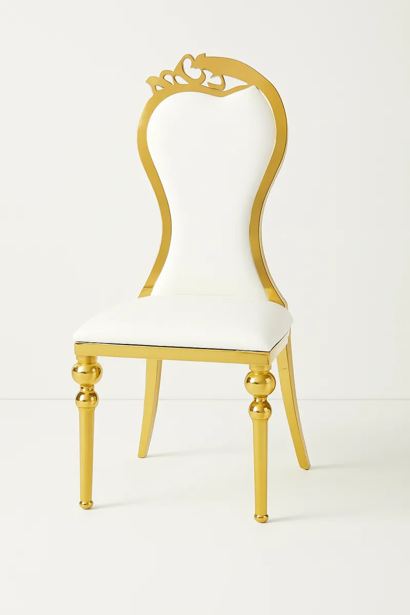 Luxury Regal Back Dining Chair with White PU Cushion