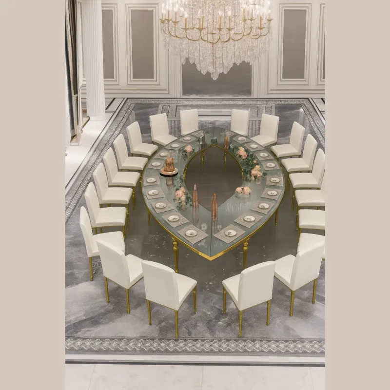 Teardrop Table With Gold Bubble Legs & Frame with mirror top - Image 2