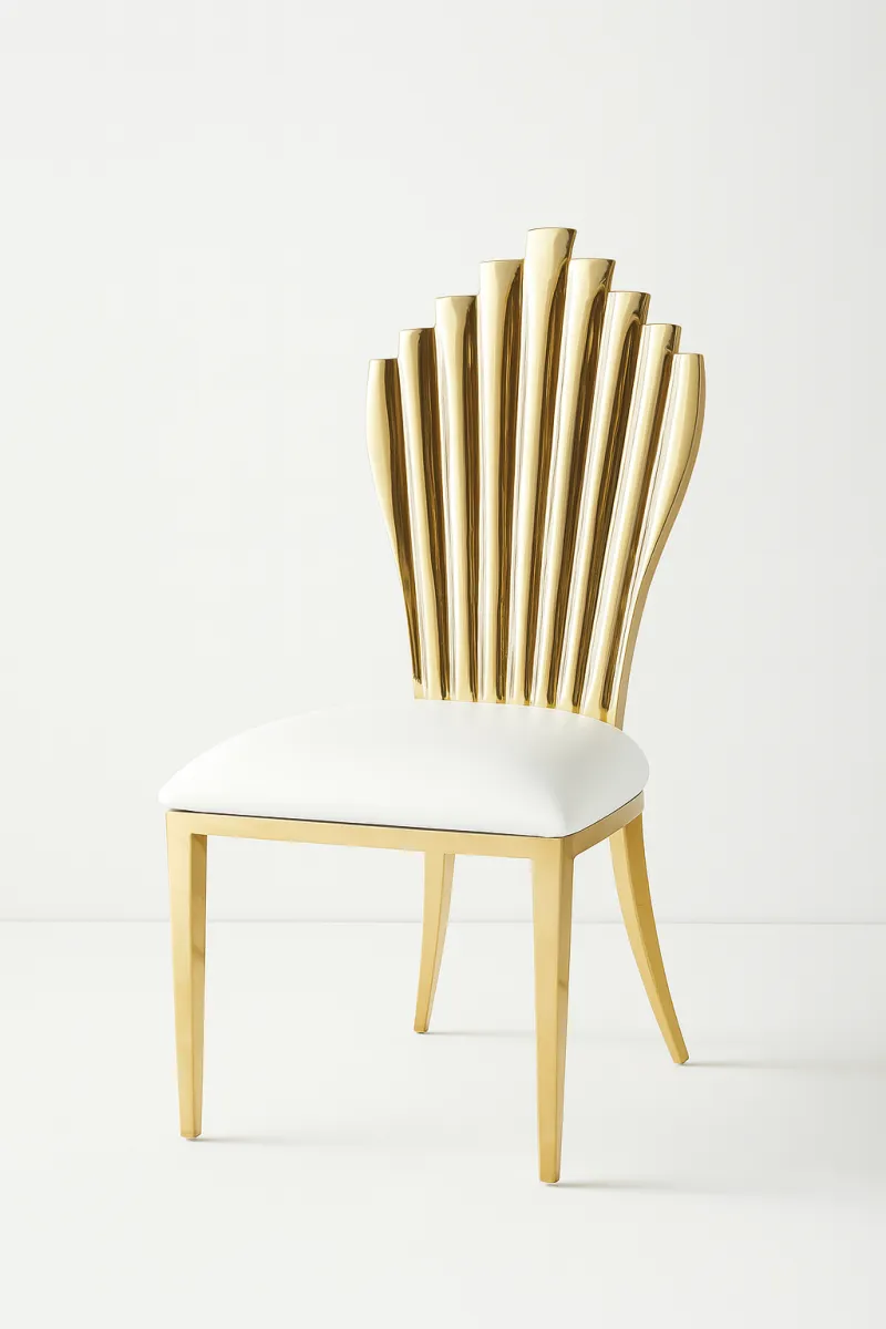 Luxury Pipe-Back Stainless Steel Chair with White PU Cushion