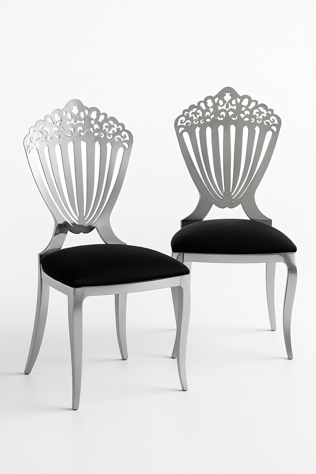 SILVER LUXURY CROWN BACK CHAIR WITH PU CUSHION - Image 4