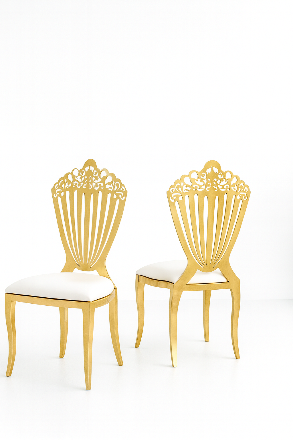 Luxury Crown Back Chair with White PU Cushion - Image 3