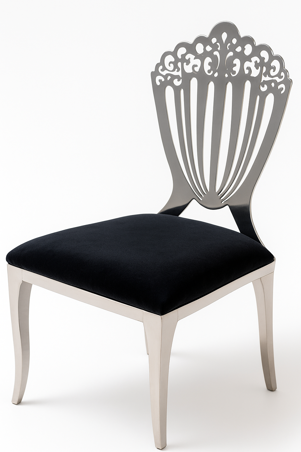 SILVER LUXURY CROWN BACK CHAIR WITH PU CUSHION - Image 5
