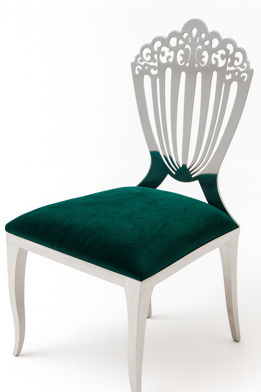 SILVER LUXURY CROWN BACK CHAIR WITH PU CUSHION - Image 3