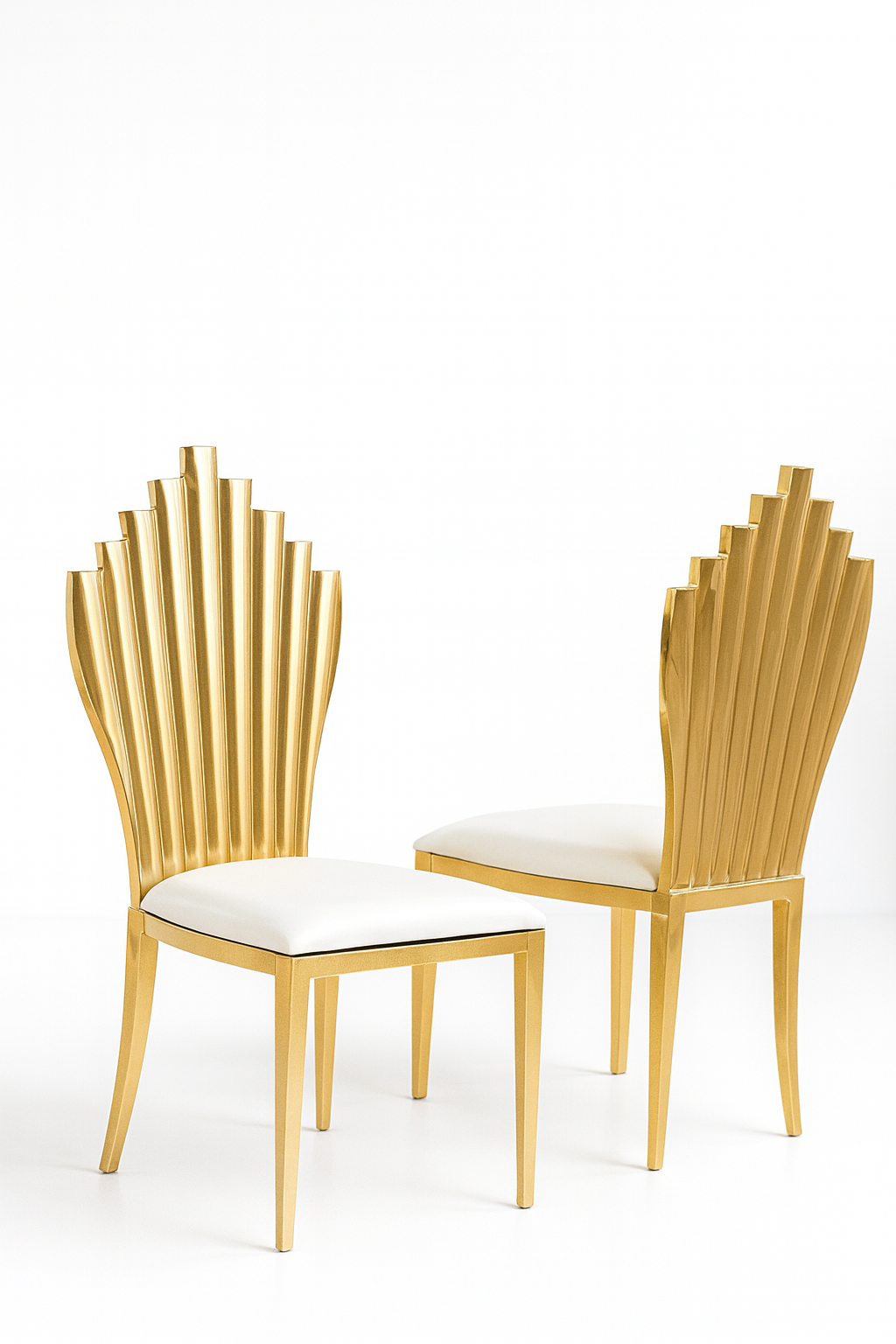 Luxury Pipe-Back Stainless Steel Chair with White PU Cushion - Image 2