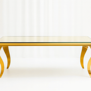 Gold Luxury Mirror Dining Rectangular Table