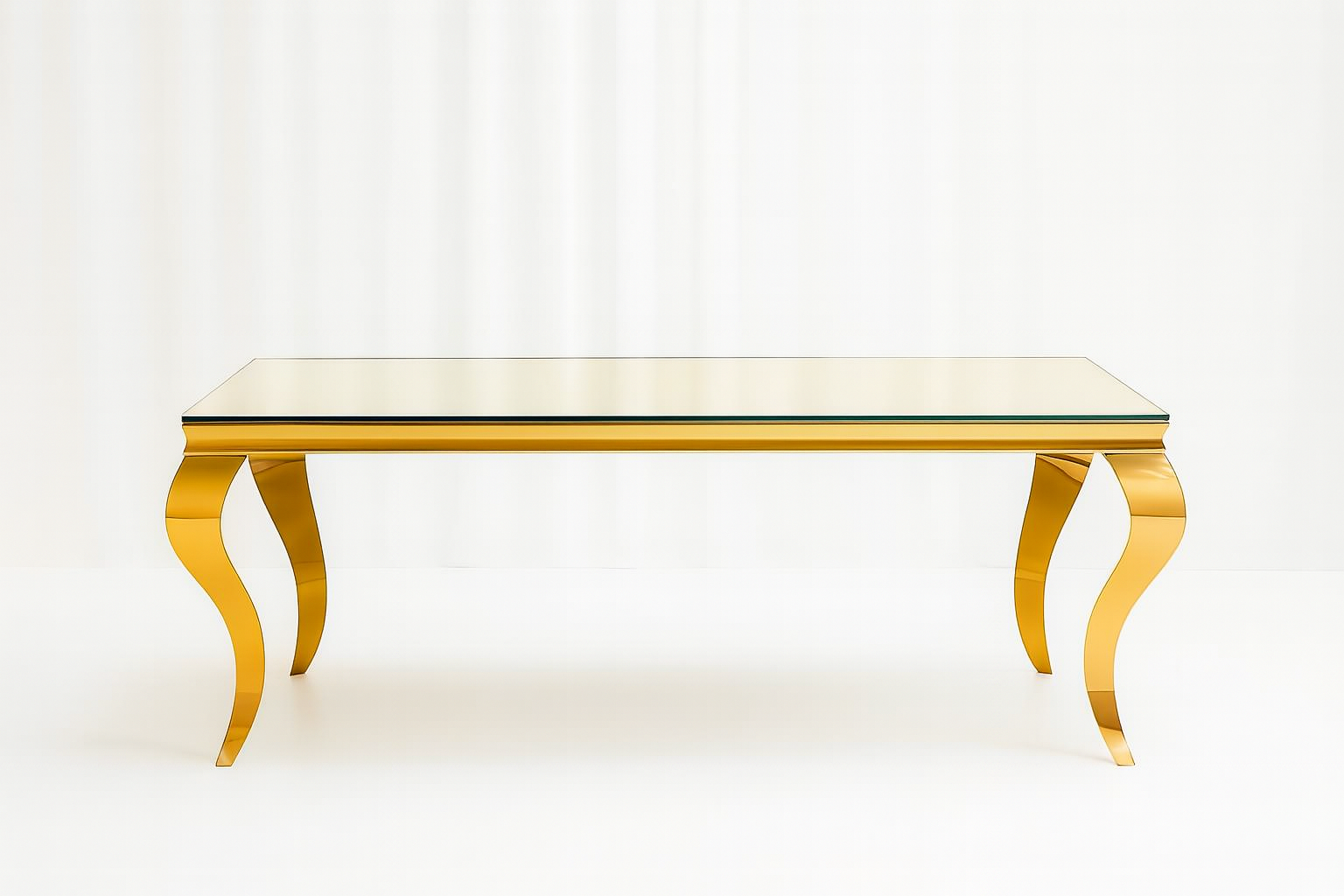 Gold Luxury Mirror Dining Rectangular Table