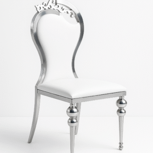 Silver Luxury Regal Back Dinning Chair With PU Cushion