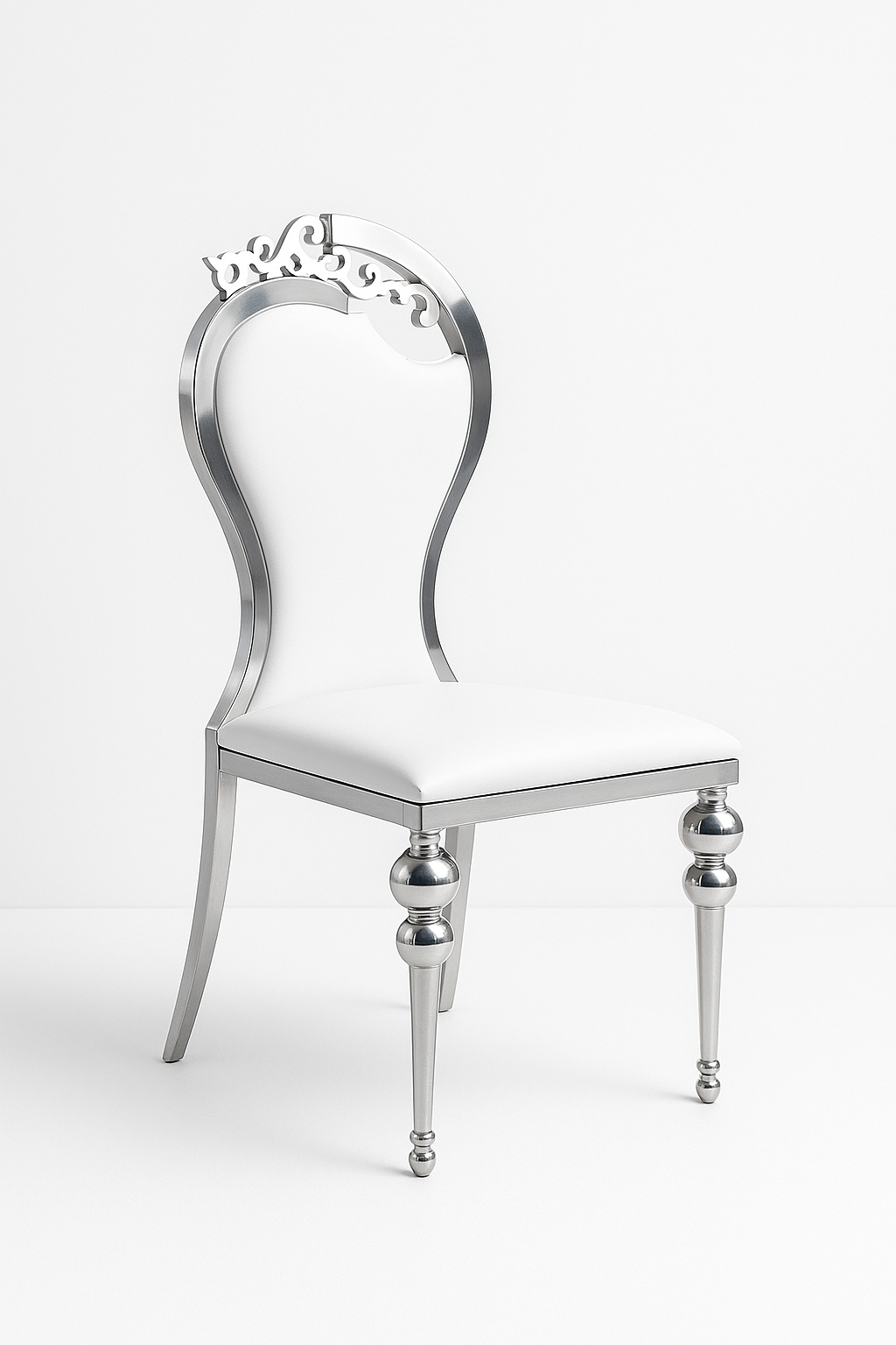 Silver Luxury Regal Back Dinning Chair With PU Cushion