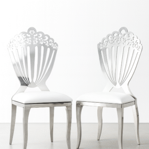 SILVER LUXURY CROWN BACK CHAIR WITH PU CUSHION