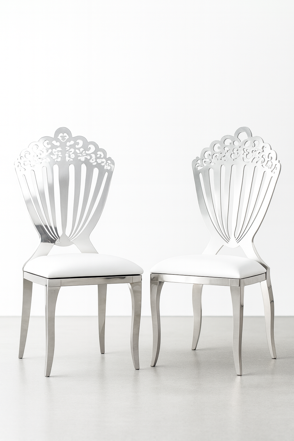 SILVER LUXURY CROWN BACK CHAIR WITH PU CUSHION