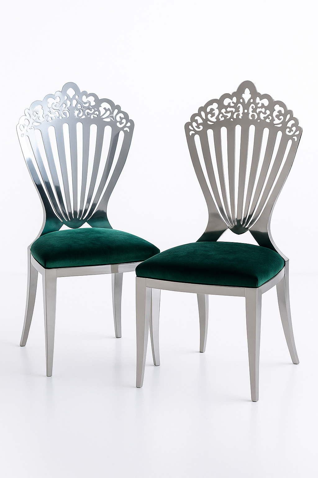 SILVER LUXURY CROWN BACK CHAIR WITH PU CUSHION - Image 2