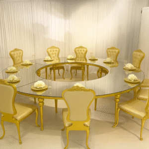Gold Luxury Table with bubble leg and mirror glass top