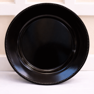 Black Charger Plate With Beaded Rims.