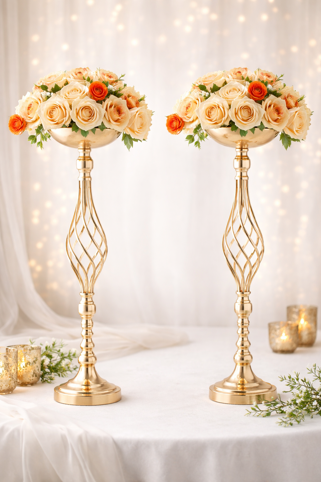 Gold Lattice Floral Centerpiece. - Image 2