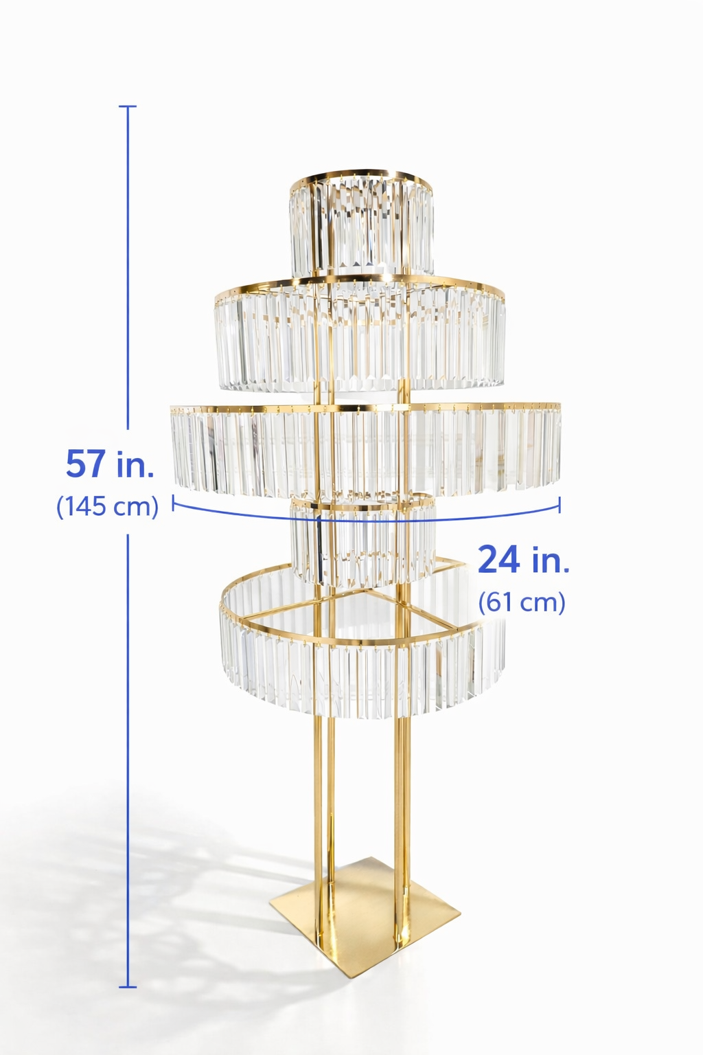 5- Tiered Gold Pedestal Stand With Crystals. - Image 4