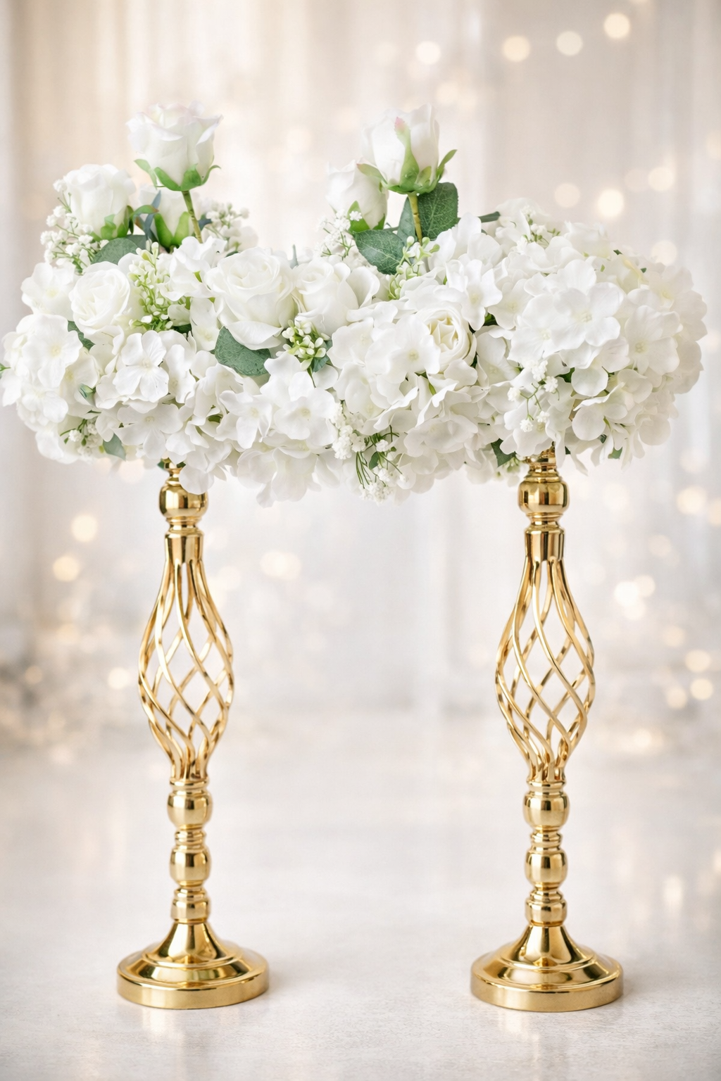 Gold Lattice Floral Centerpiece.